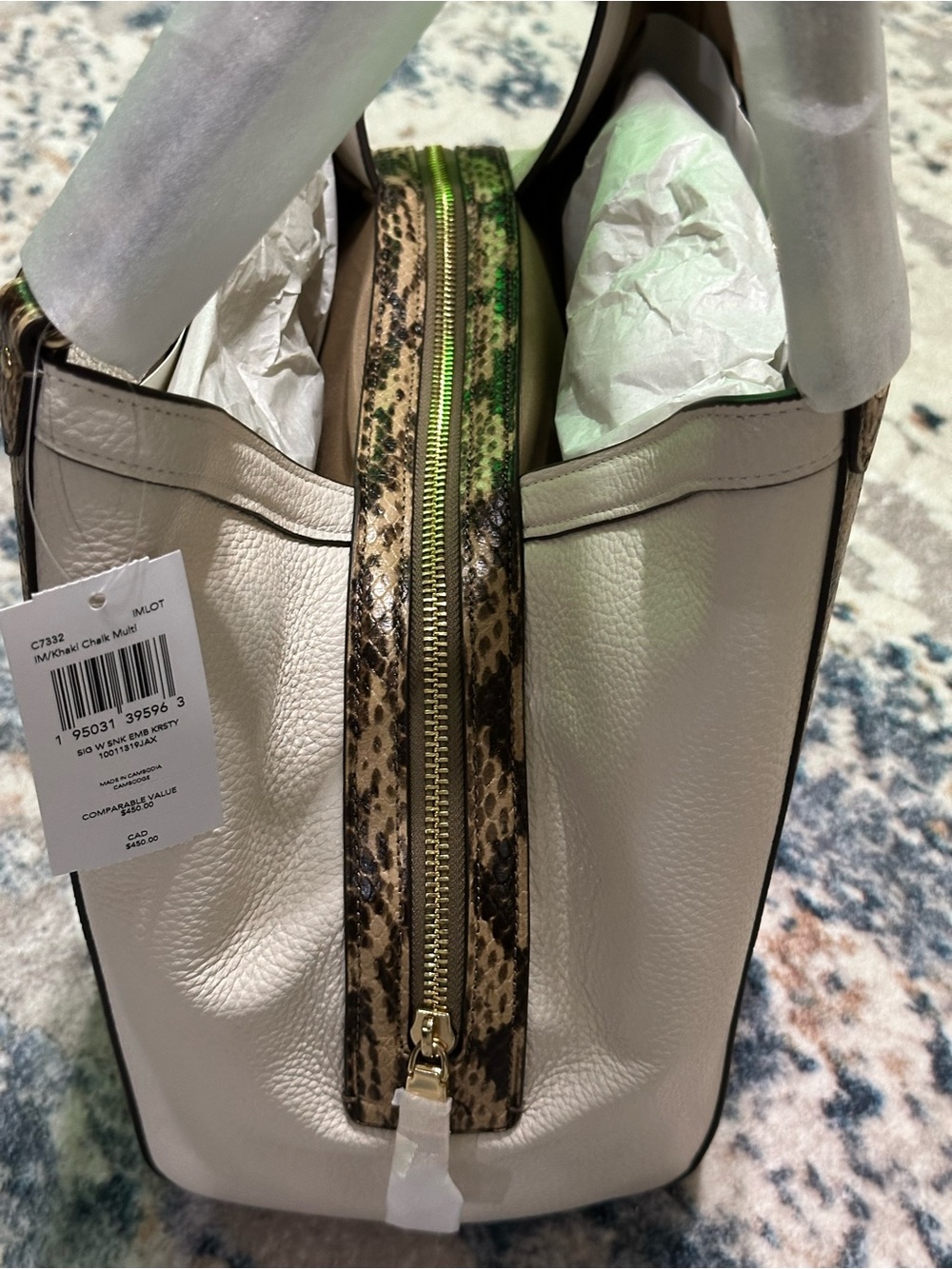 NWT Coach Kristy Signature Canvas bag with Snakeskin Accents - Picture 6 of 8